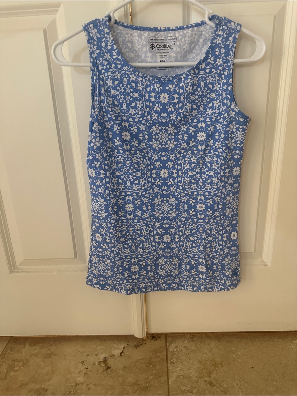 Coolibar Light Blue and White Floral Tank Top